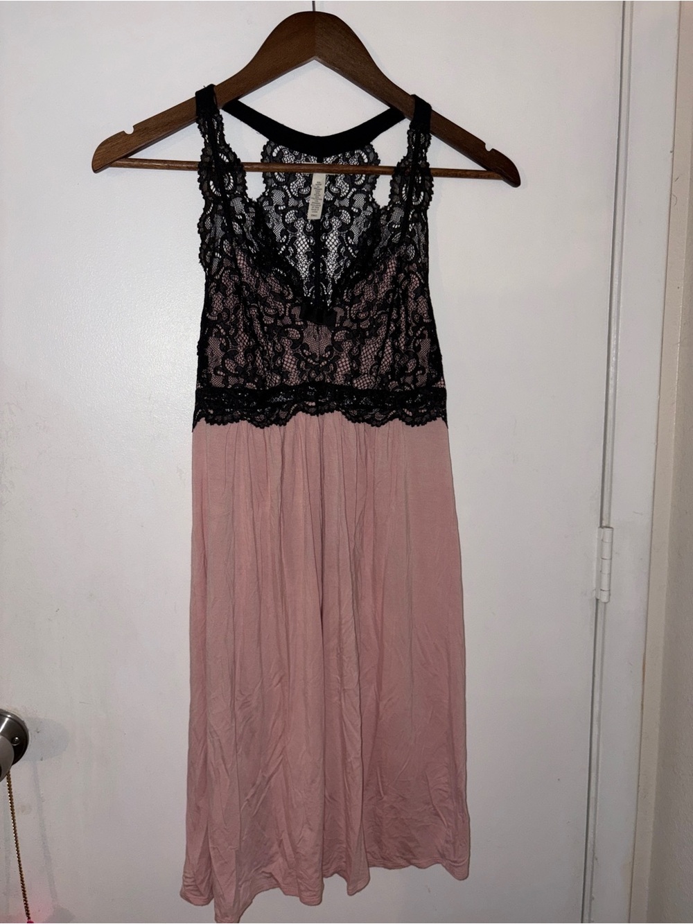 Soma Black Lace Bodice Dusty Pink Chemise